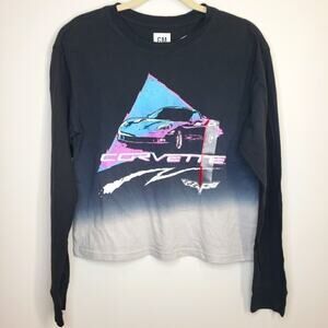 Official GM Women's Corvette Long Sleeve Cropped Graphic T-Shirt Junior XS